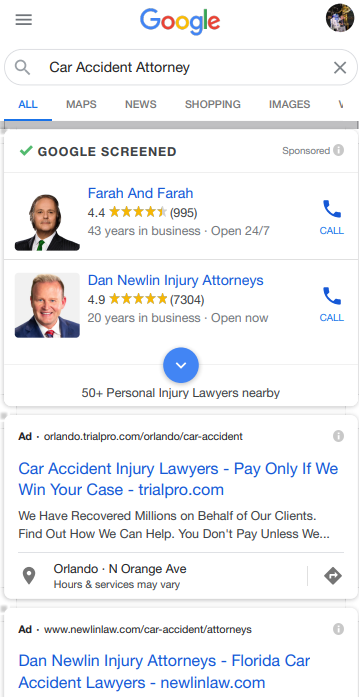 Law firm PPC marketing-Local Search Ads