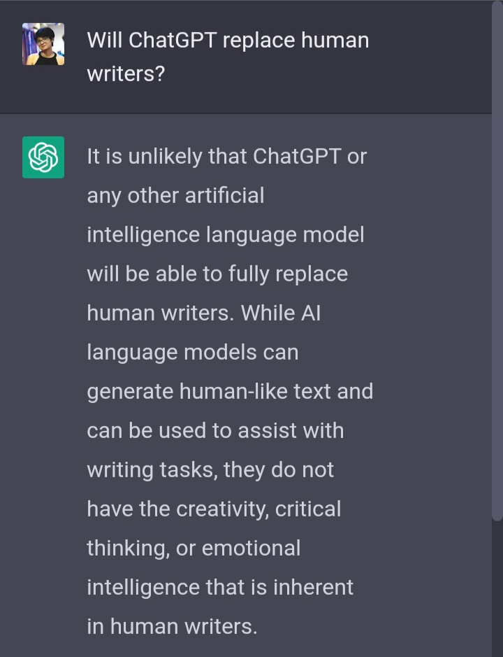 Will ChatGPT Replace Human writers