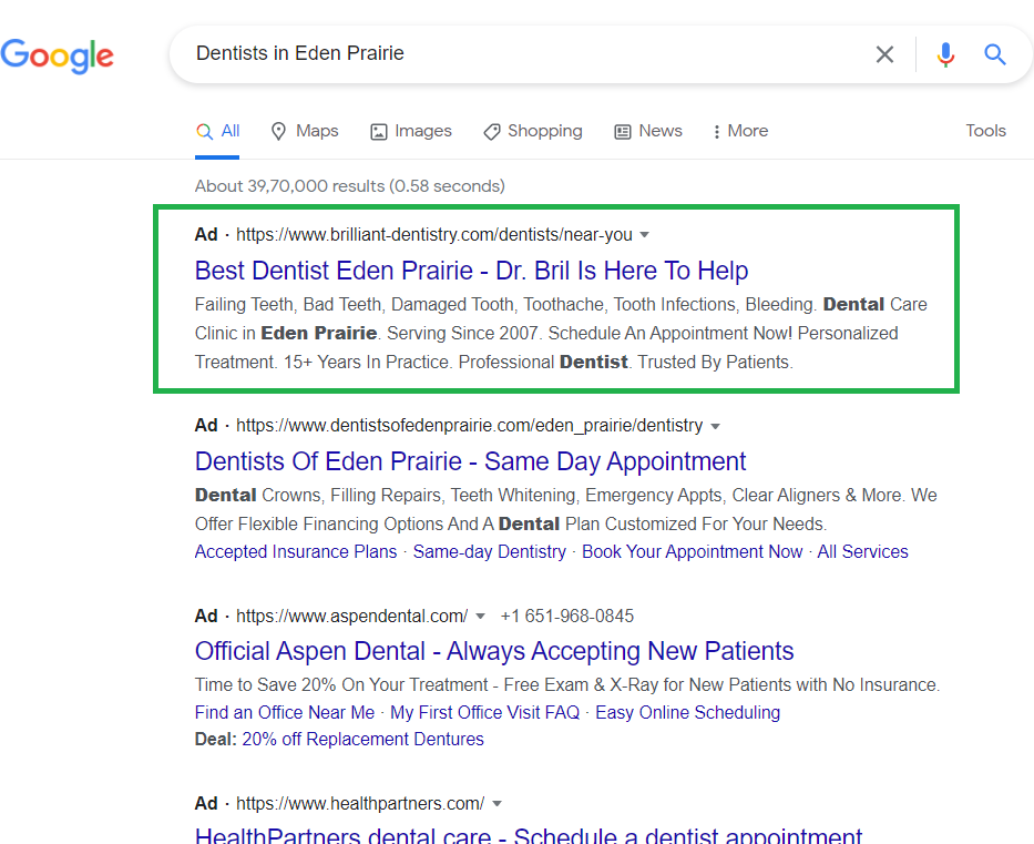 Google Ads Agency for Dentists