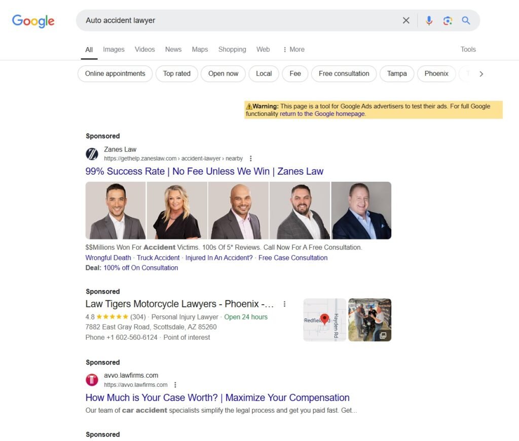 New Image Carausal Ad Appearing for PI Lawyer Client